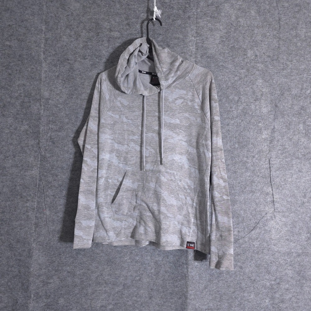 Vintage Tapout Hoodie Women Large Gray Camo Lightweight Hood Pullover Jacket Y2K